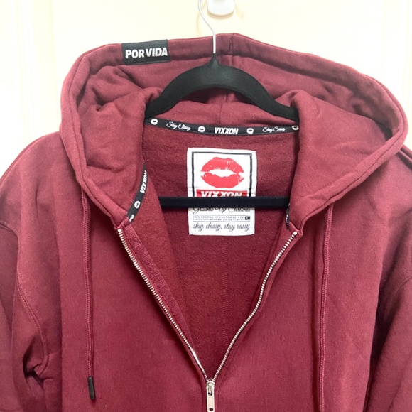 Dixxon Vixxon Womens Large Full-Zip Maroon Burgundy Hoodie Brand New - Picture 3 of 8